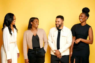 A professional group photo of the Collab Capital team, featuring Managing Partners Barry Givens and Jewel Burks Solomon, alongside Senior Investment Associate Baheejah Crumbley and Investment Associate Sydney Holness.