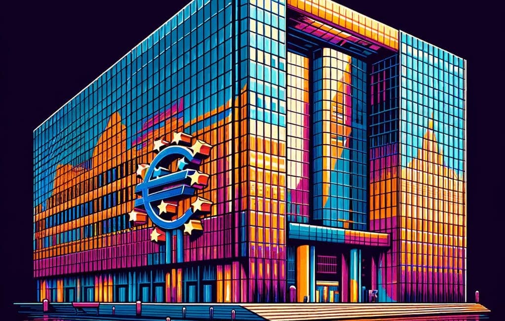 The European Central Bank building with a modern glass facade.
