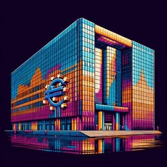The European Central Bank building with a modern glass facade.