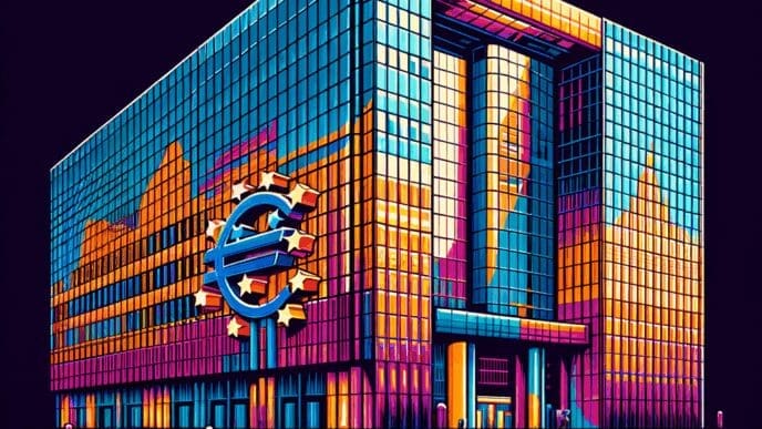 The European Central Bank building with a modern glass facade.
