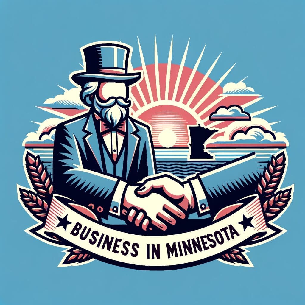 A Minnesota business storefront displaying a sign about tariffs with a clear blue sky in the background.