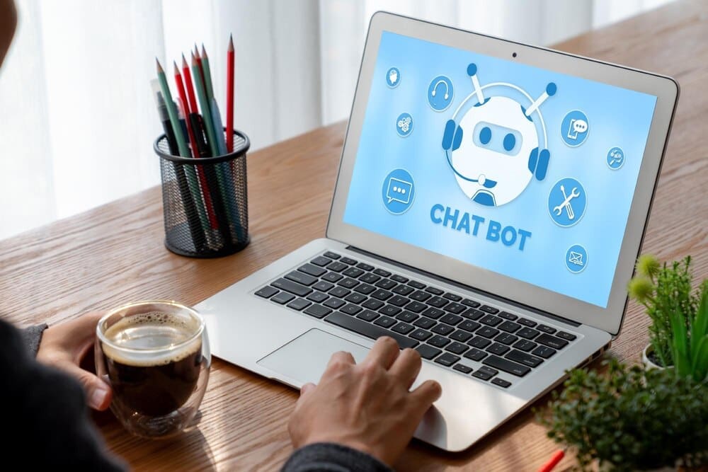 A sleek user interface of a chatbot software application designed for an online business, featuring automated customer replies.