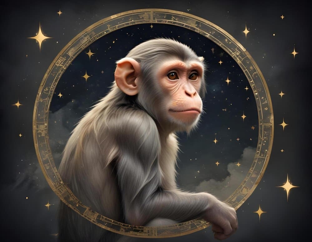 Drawing of a monkey, representing the Chinese zodiac sign.