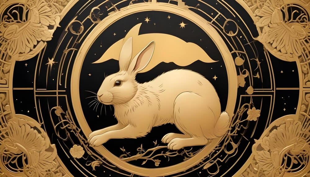 Drawing of a rabbit representing the Chinese zodiac sign.