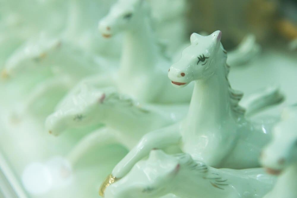 Close-up shot features a collection of various toys.