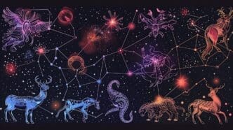 A depiction of the constellations of stars.