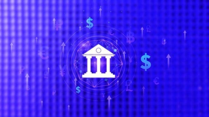 A graphic depicts the concept of currency exchange and interbank payments, likely illustrating global financial transactions.