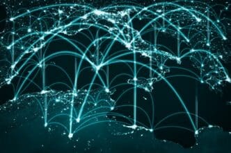 Map of Europe overlaid with a network of connecting lines representing innovative perception.