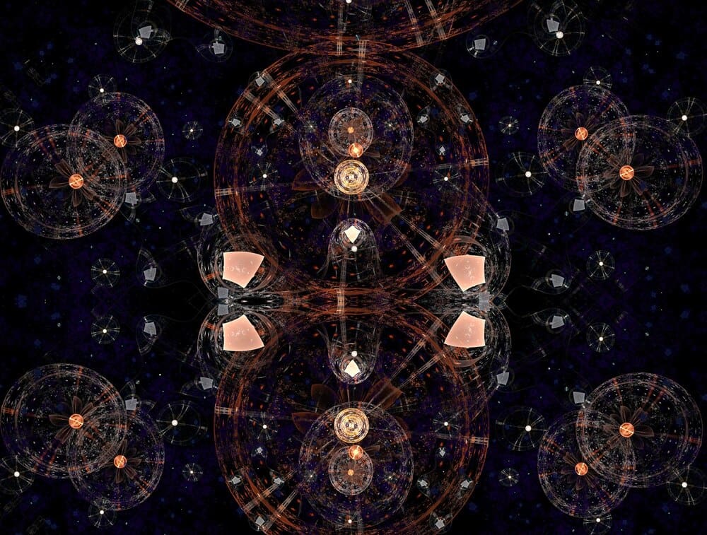 Abstract image featuring a colorful, fractal pattern.