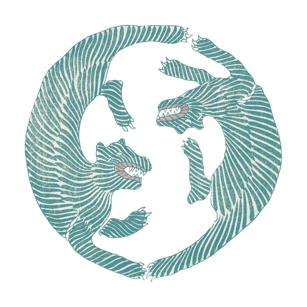 Vintage sticker of a Japanese tiger on a transparent background.