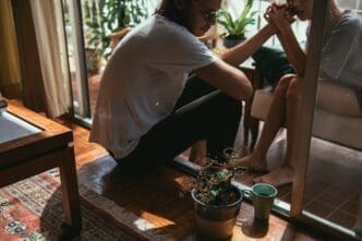 A smiling couple enjoys a moment together, possibly on a date.