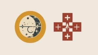 A logo featuring a stylized medical cross.
