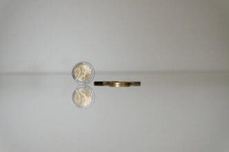 Close-up of euro cent coins.