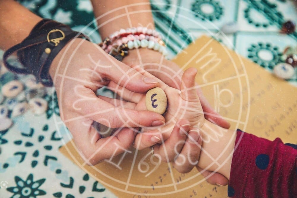Close-up of numerology numbers arranged on a table, with a selective focus.