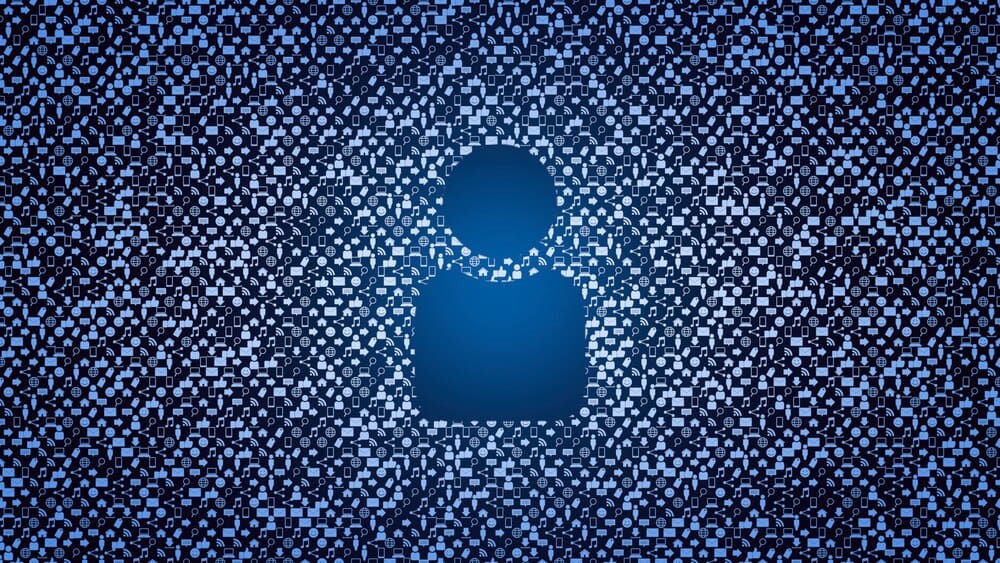 Person icon on a network background, rendered in an elegant, dynamic style suitable for business or social media templates.