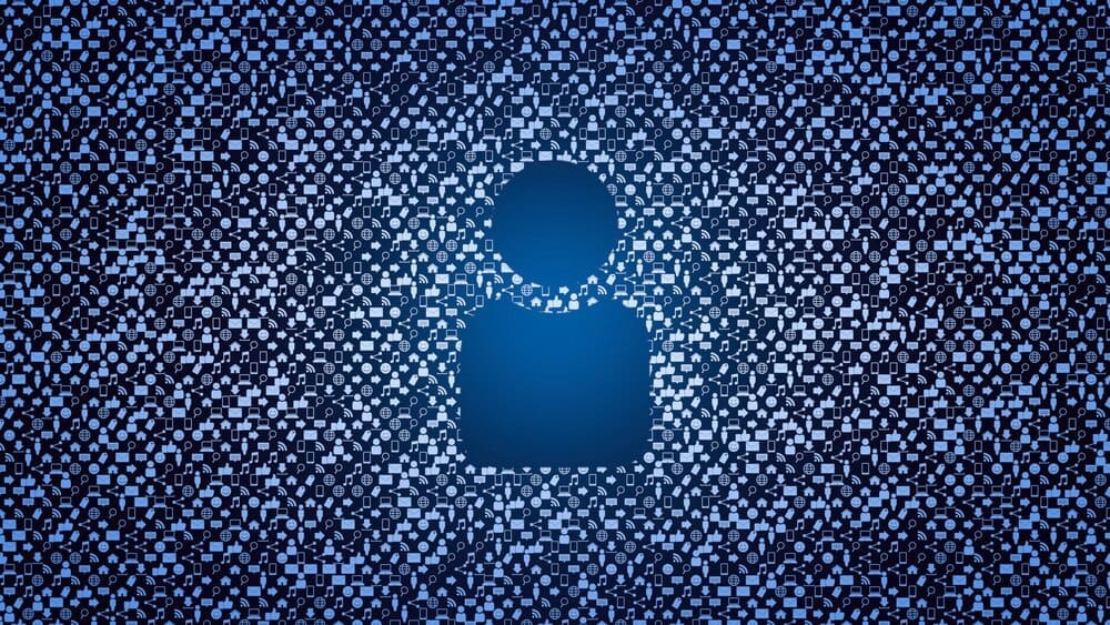 Person icon on a network background, rendered in an elegant, dynamic style suitable for business or social media templates.
