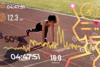 A collage of charts and graphs visually represents physical activity statistics.