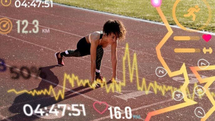 A collage of charts and graphs visually represents physical activity statistics.