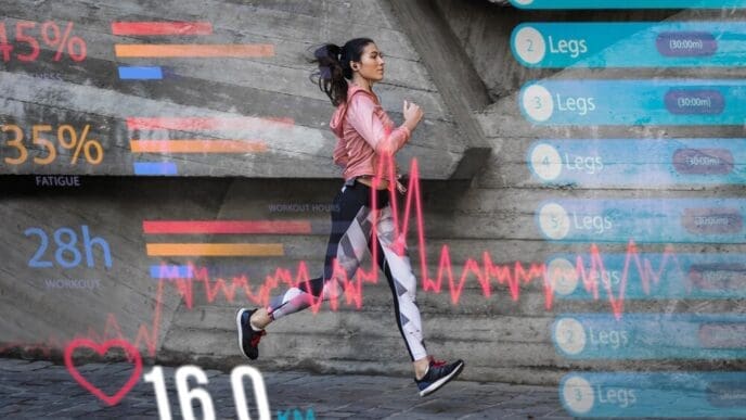 Collage of charts and graphs illustrating statistics related to physical activity.