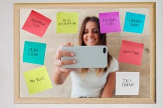 Collage of colorful sticky notes with handwritten reminders and notes.