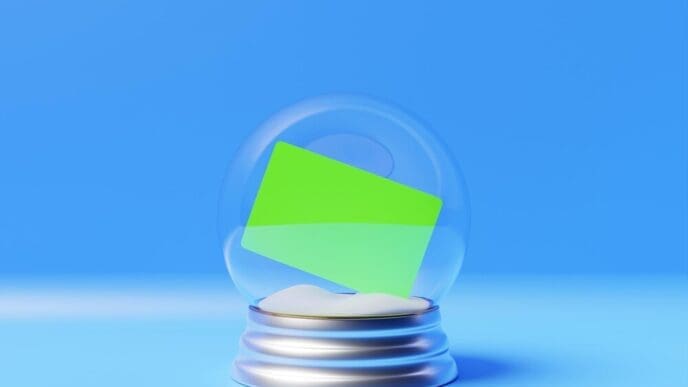 A realistic, transparent glass sphere rests on a podium, with a white sheet nearby, all against a light background.