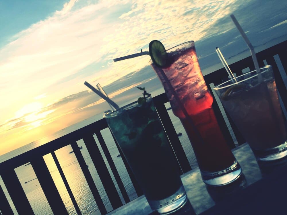 A tree's silhouette is visible against a bright sky.