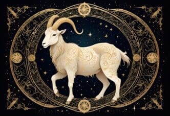 A stylized illustration depicts the zodiac symbol for Capricorn, a mythical sea-goat.
