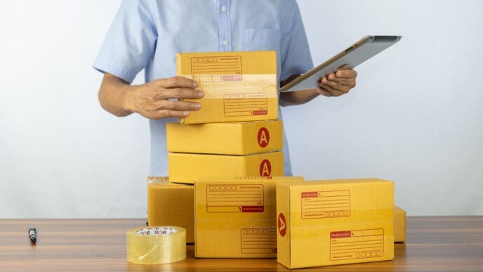 Man use tablet checking order for selling online Shop business