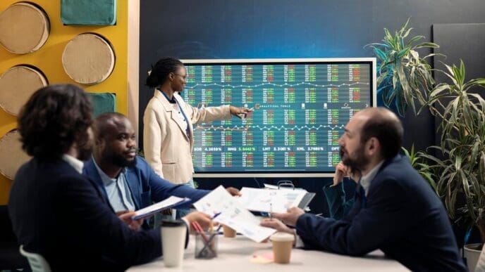 Administrative workers in a meeting, discussing the agenda for upcoming planned events.