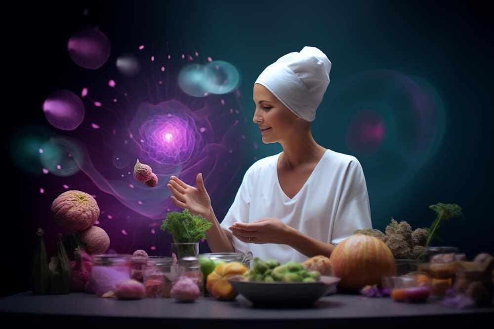 A colorful artistic illustration depicts a cancer awareness event.