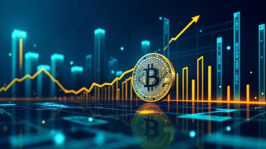 Line graph depicting the growth of Bitcoin's value over time.