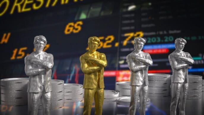 Three-dimensional rendering of a group of business men, representing the concept of human resource management.