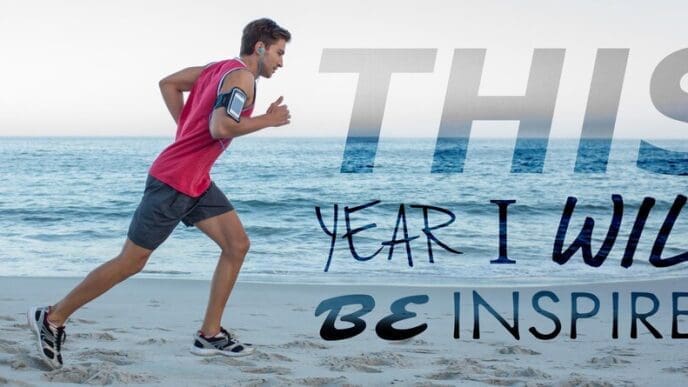 Composite image featuring the text "this year I will be inspired" overlaid on a background of various inspiring images.