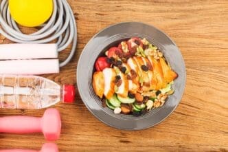 A plate of chicken breast salad.