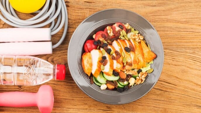 A plate of chicken breast salad.