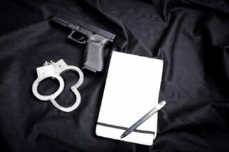 Black modern handgun.