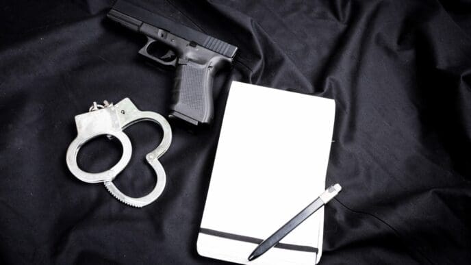 Black modern handgun.