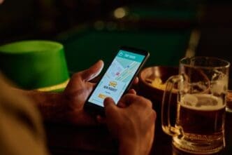 A smartphone displays a ride-sharing app interface.
