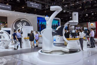 General Electric medical equipment on display at the China International Health Industry Expo