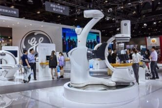 General Electric medical equipment on display at the China International Health Industry Expo