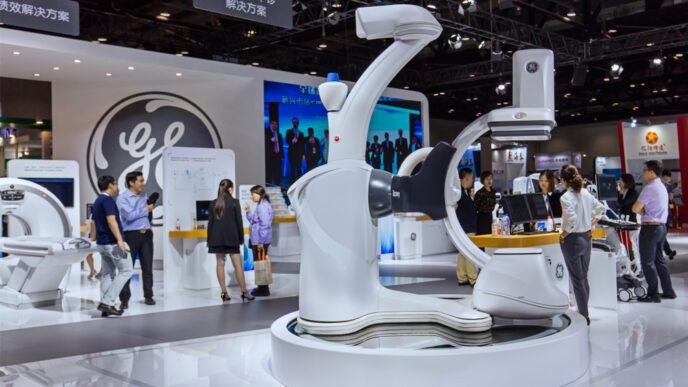 General Electric medical equipment on display at the China International Health Industry Expo