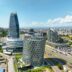 Aerial view of modern skyscrapers and buildings in Sofia, Bulgaria