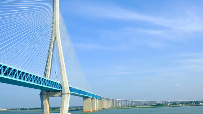 The Shanghai-Suzhou-Nantong Yangtze River Bridge stretching over a large body of water