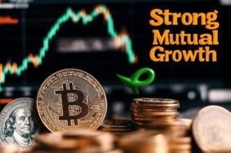 Chart illustrating the growth of Bitcoin over time, potentially with market trends and financial data.