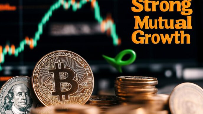 Chart illustrating the growth of Bitcoin over time, potentially with market trends and financial data.