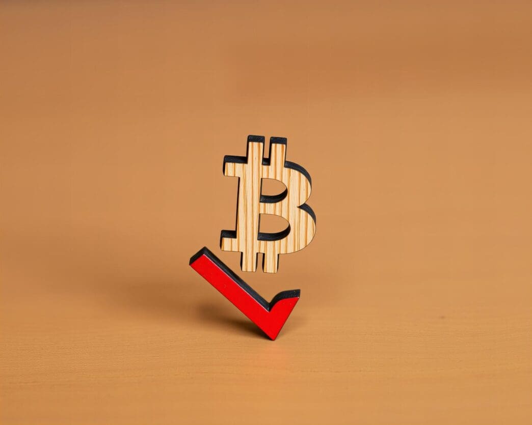 Chart showing a steep decline in the price of Bitcoin, illustrating a cryptocurrency market crash.