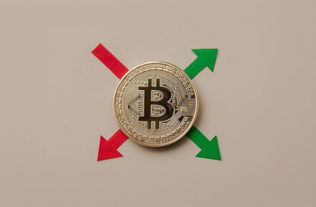 Line graph showing the price of Bitcoin fluctuating over time, with an overall upward trend.