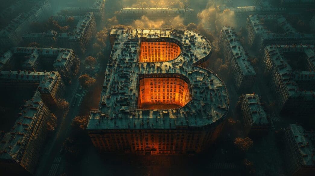 Light and shadow on Parisian architecture create the shape of the letter "B".