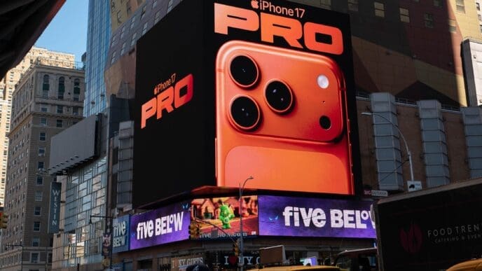 iPhone 17 Pro advertisement in Times Square, NYC
