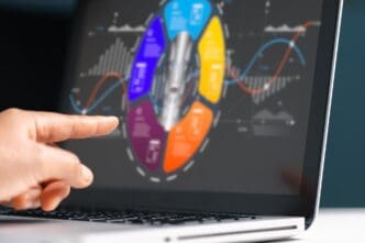 A graphic depicts a stock market investment, symbolizing financial growth and profit.